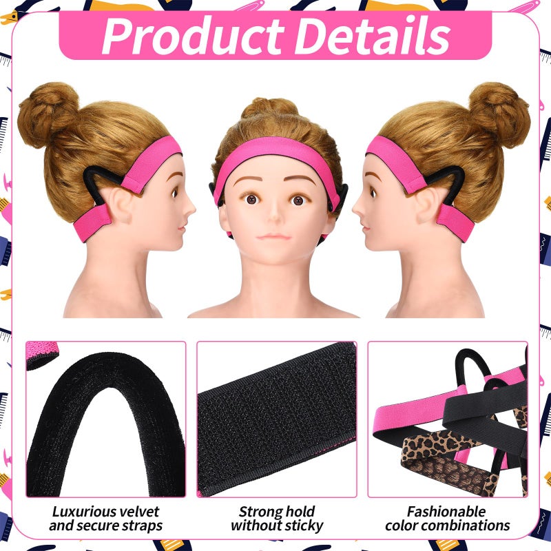 Solsew 3 Pcs Wig Band for Lace Front Ear Free Painless Lace Melting Elastic Headband with Hanger for Women No Slip C Shaped Ear Curve - Image 3